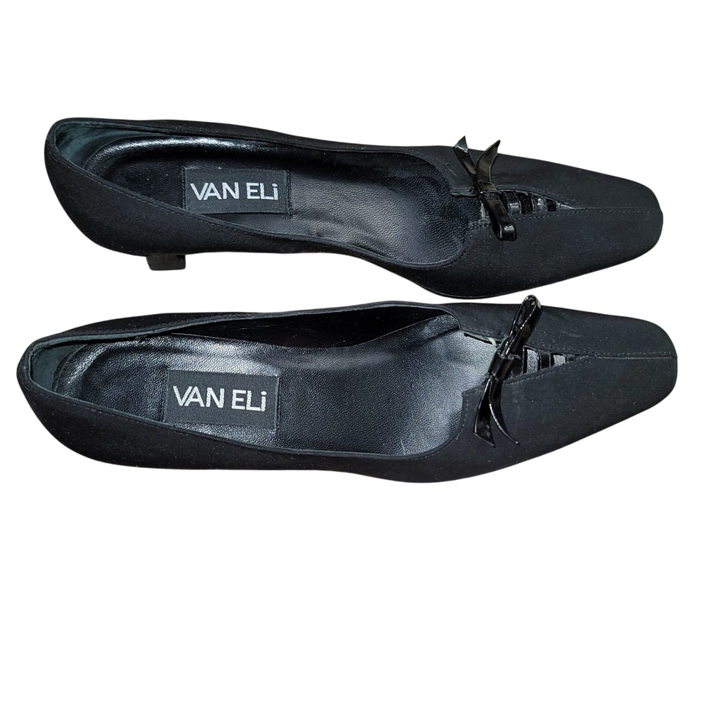 Van Eli‎ Women Square Toe Spool Heel Pumps Work Events Minimalist 7N Goth Witchy - Picture 3 of 12